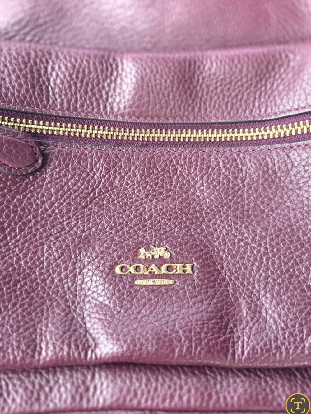 Maroon Coach Court Backpack in Refined Pebble Leather Coach Bag - Picture 3 of 12